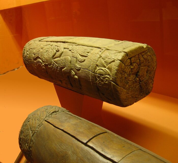 Two Aztec slit drums